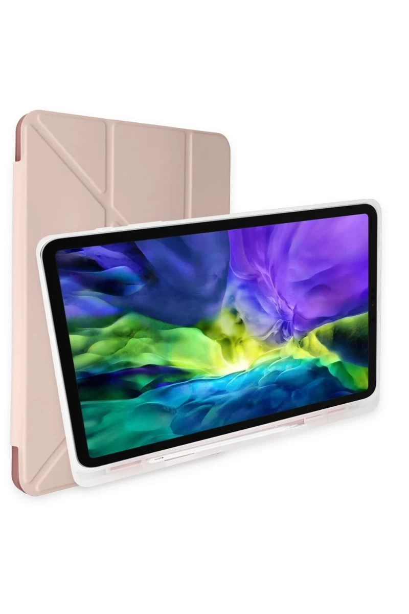 Samsung Galaxy T870 Tab S7 11 Kılıf Kalemlikli Mars Tablet Kılıfı - Rose Gold