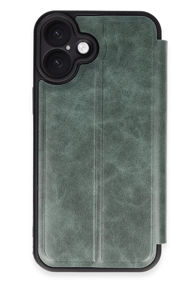 Apple iPhone 16 Uyumlu Kılıf Flip Cover - Koyu Yeşil
