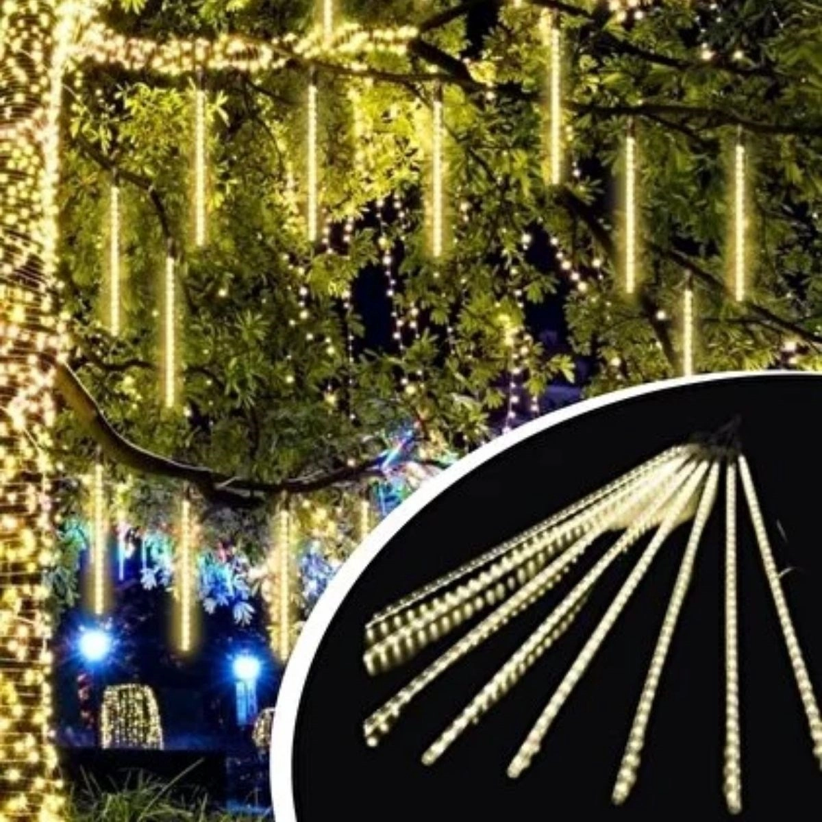 Dekoratif Sarı Renk Meteor LED Işığı 10'lu Set 45 cm