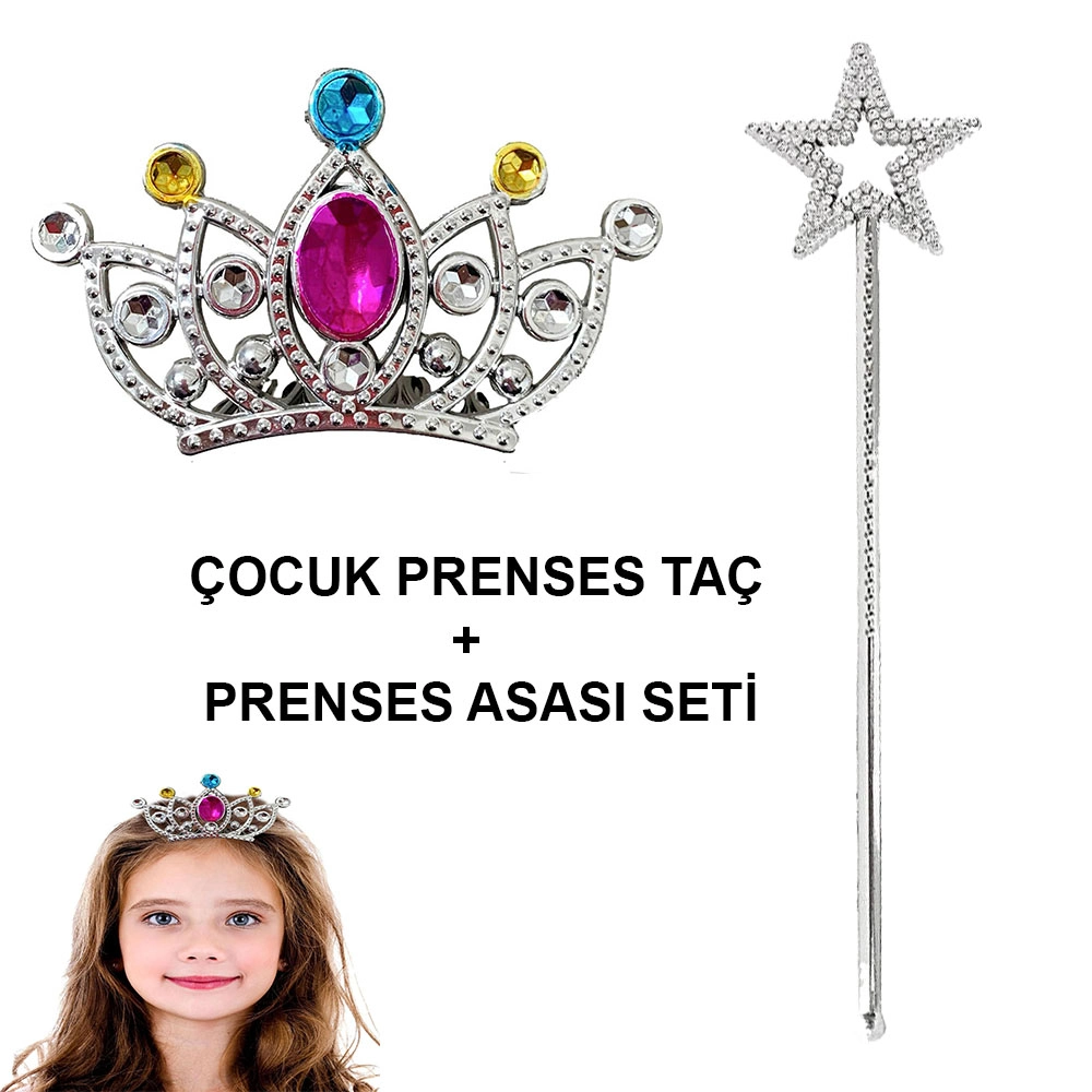 Prenses Taraklı Taç ve Yıldız Asa Seti Gümüş 1 Adet