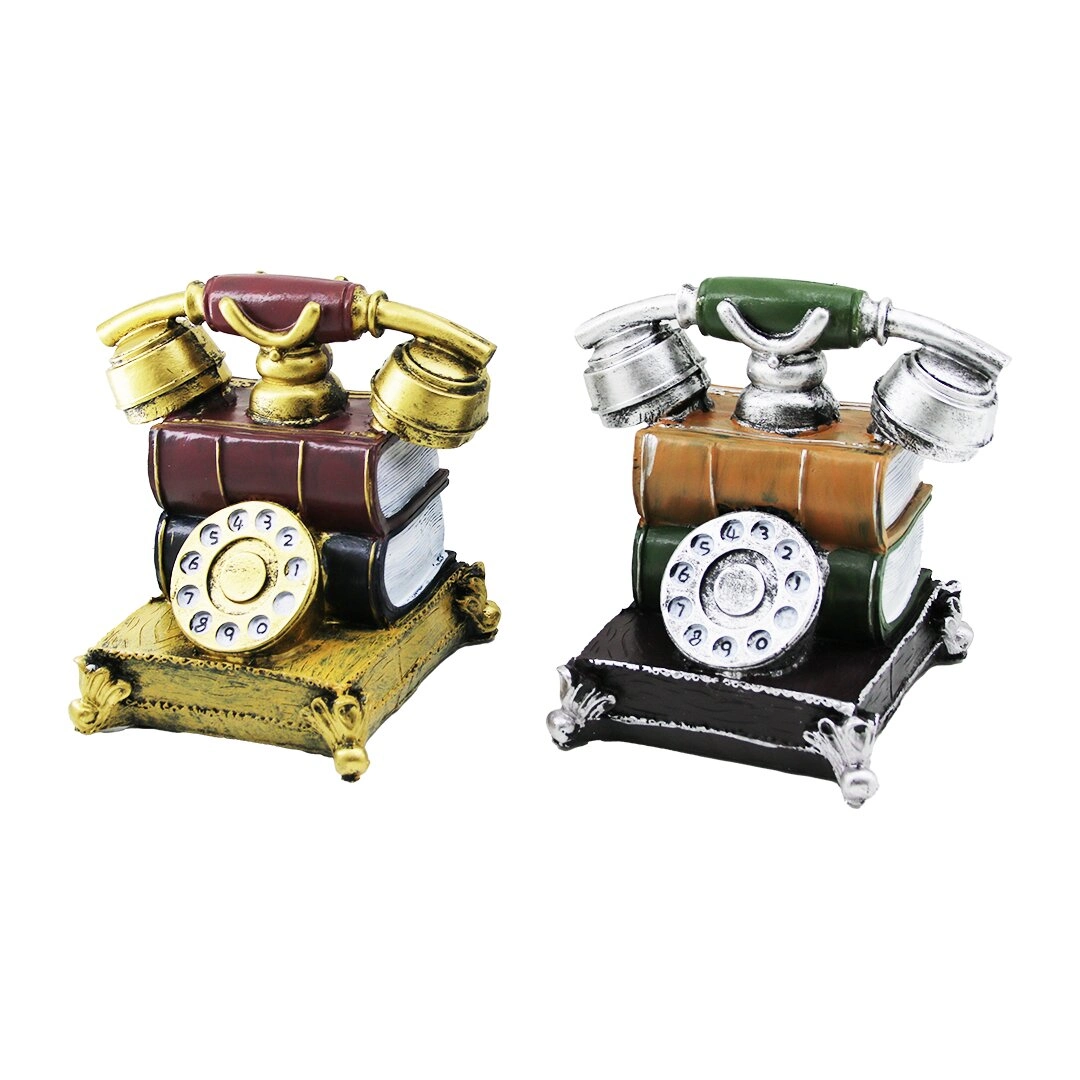 Vintage Dekoratif Telefon Biblo 15.5x15.5x10cm Kumbara