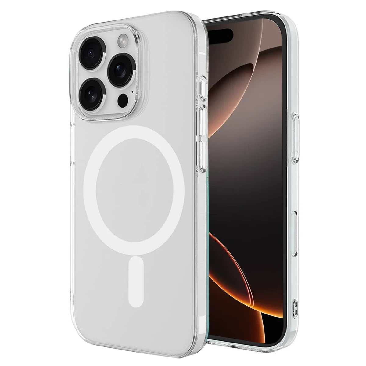 Apple iPhone 16 Pro Kılıf Magneticsafe Şeffaf Silikon - Şeffaf