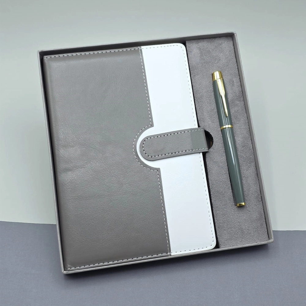 Şık Deri Defter ve Roller Kalem Seti 21x15 cm Hediye Kutusunda