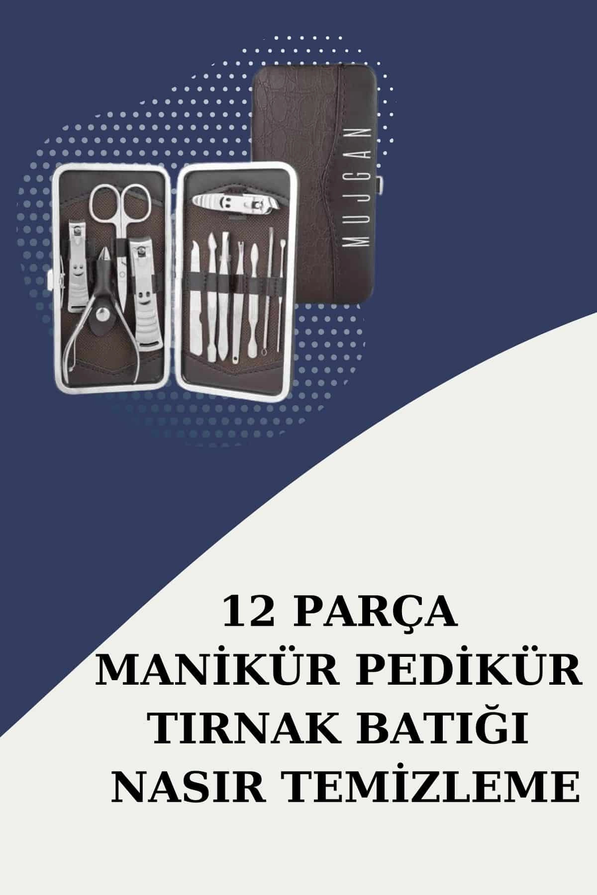 Paslanmaz Çelik Manikür Seti 12 Parça Seyahat İçin Taşınabilir