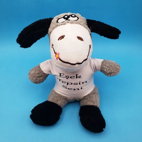 Eğlenceli Peluş Eşek Tişörtü ile 24 cm Dekoratif Oyuncak