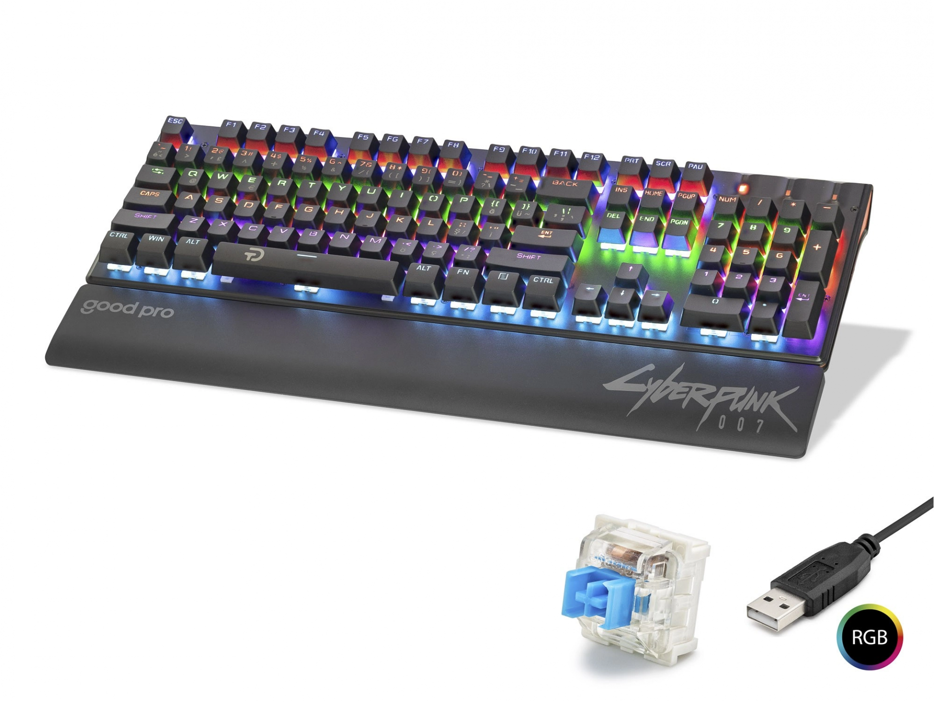 Bilek Destekli Mekanik Klavye 104 Tuş Rgb Siyah