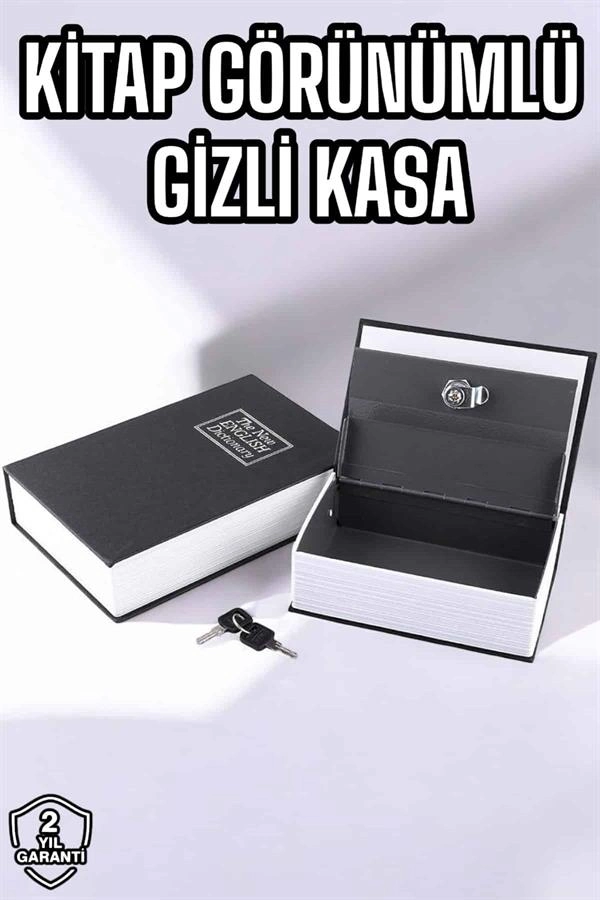 Gizli Kitap Kasa Büyük Boy Altın Kasa 18,5x11,5 cm