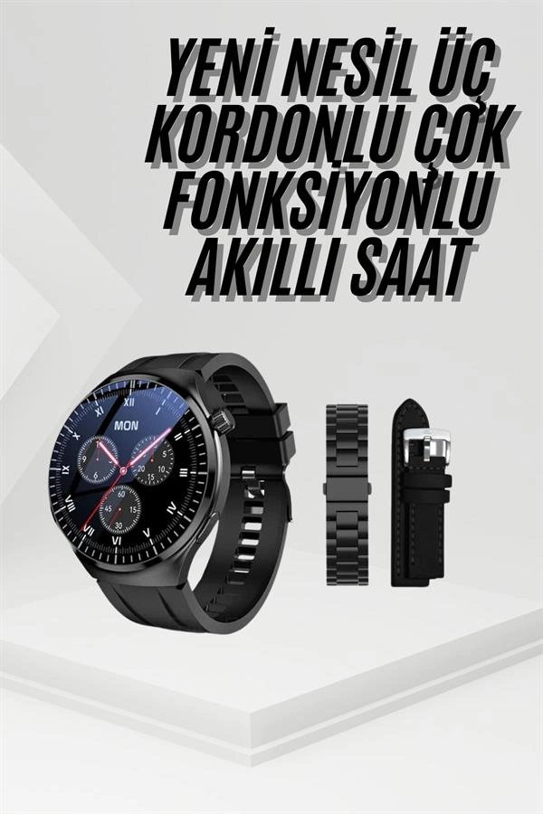 Metal Deri Silikon Kordonlu Akıllı Saat 1 Adet