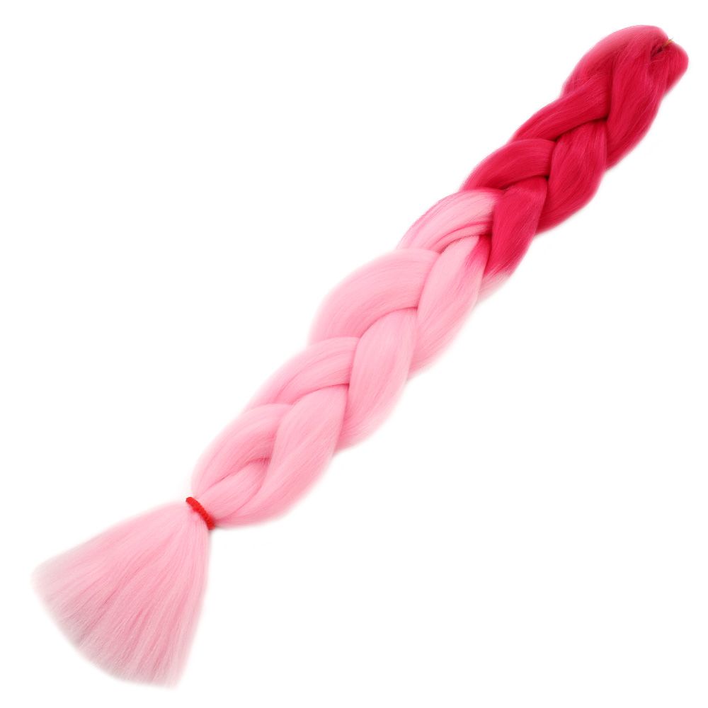 Afrika Örgülük Sentetik Ombreli Saç 100 Gr.- Koyu Pembe / Açık Pembe