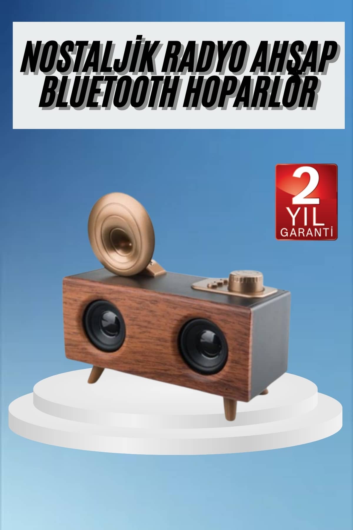 Gramafon Radyo Bluetooth Hoparlör Nostaljik Radyo FM Radyo