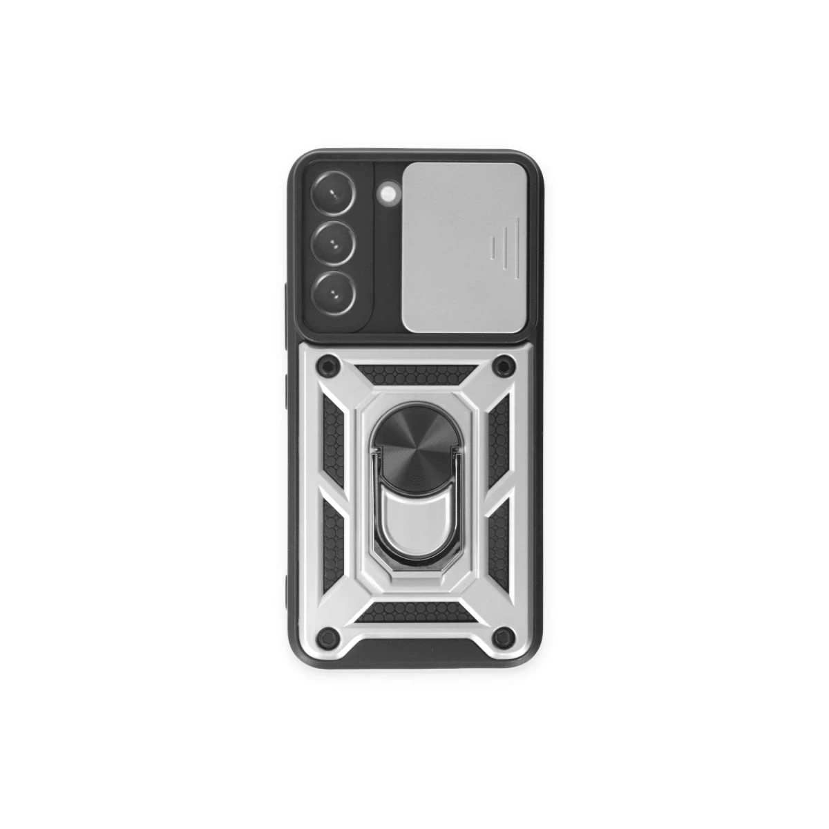 Samsung Galaxy S24 Kılıf Pars Lens Yüzüklü Silikon - Gümüş