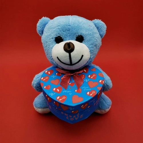 Sevimli Peluş 25 cm Kalp Kutulu Hediye