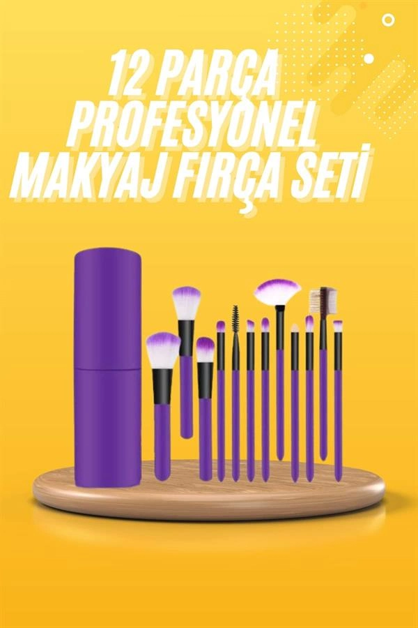 Profesyonel 12 Parça Makyaj Fırça Seti Yumuşak Kıllı