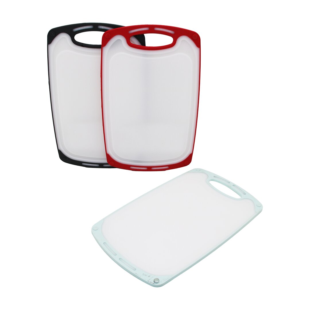 40X24CM Büyük Plastik Kesim Panosu Kaymaz Silikon Kenarlık - 10MM Kalınlık