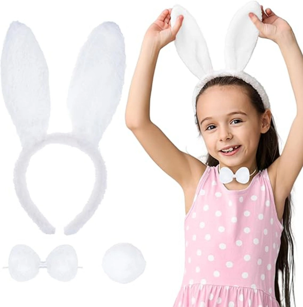 Eğlenceli Beyaz Tavşan Kostüm Seti 12'li Paket