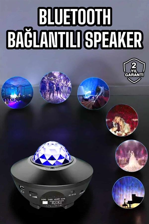 Eğlenceli Şarjlı Bluetooth Hoparlör Yıldızlı Projeksiyon