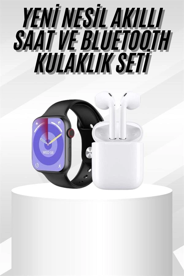 Fonksiyonel Akıllı Saat ve Kulaklık Seti 45 mm Gümüş Kasa