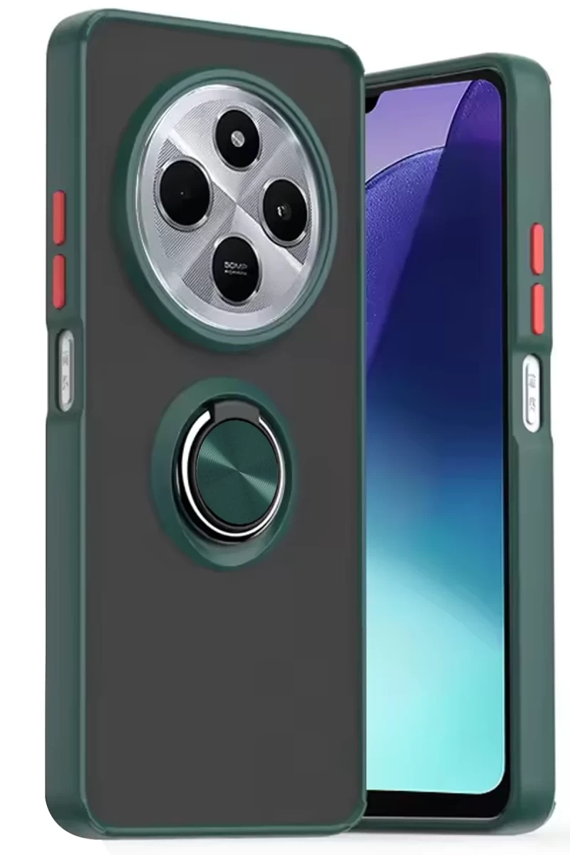 Xiaomi Redmi 14C Uyumlu Kılıf Montreal Yüzüklü Silikon Kapak - Yeşil