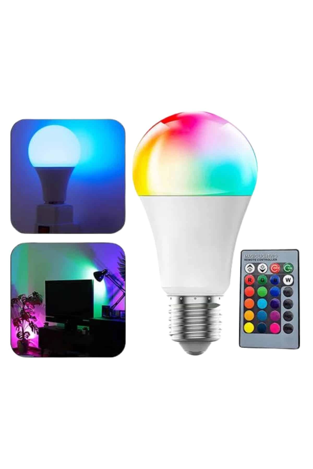 Renk Değiştiren Akıllı LED Ampul E27 10 Watt Uzaktan Kumandalı