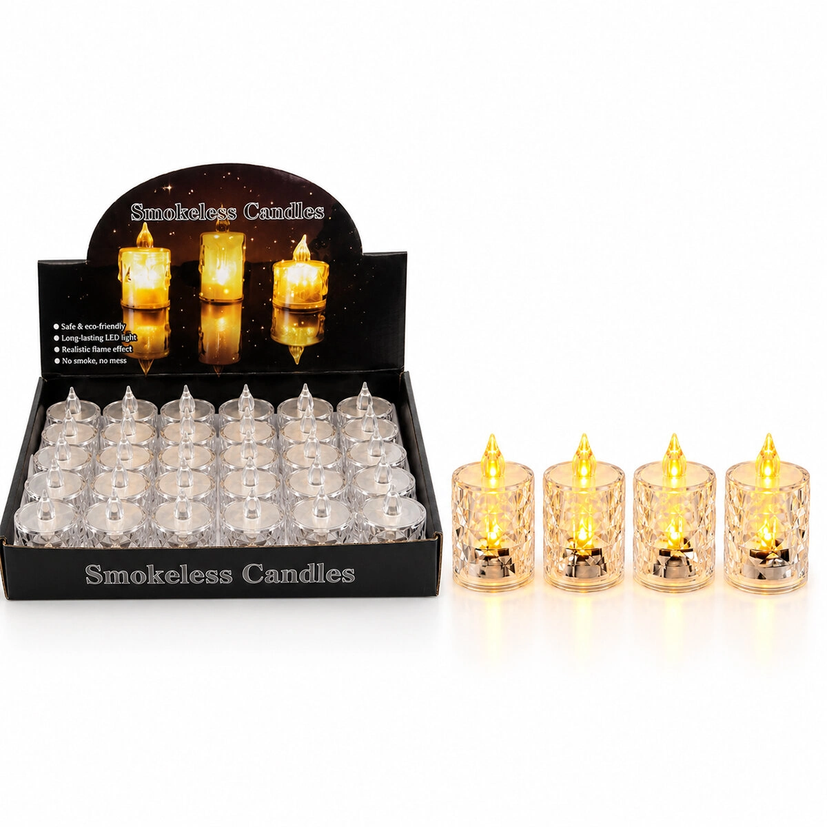 Orta Boy Kristal Mika Led Mum 3.8 cm 24 Adet Set