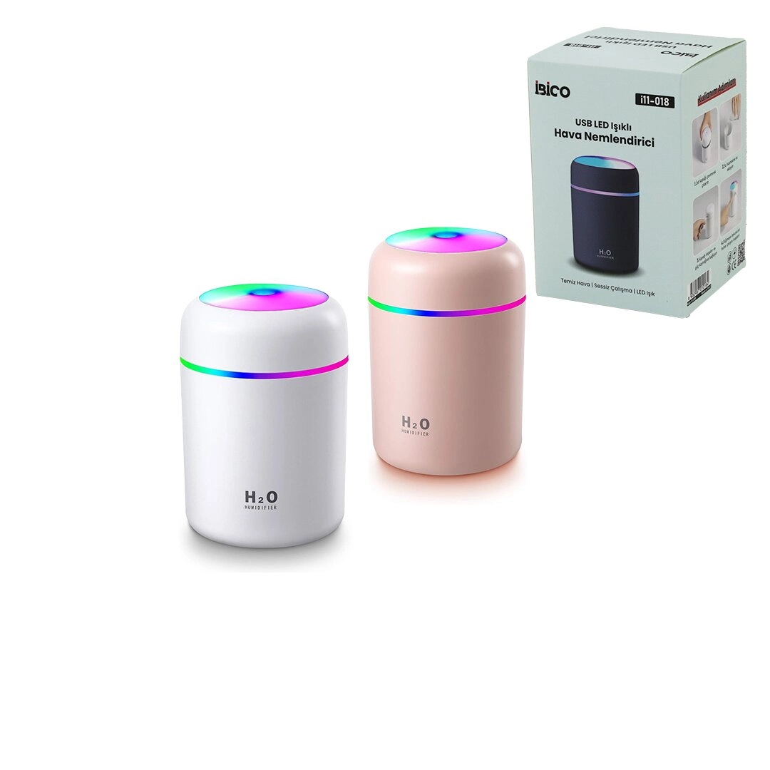 Mini USB Şarjlı Işıklı Hava Nemlendirici 300ml