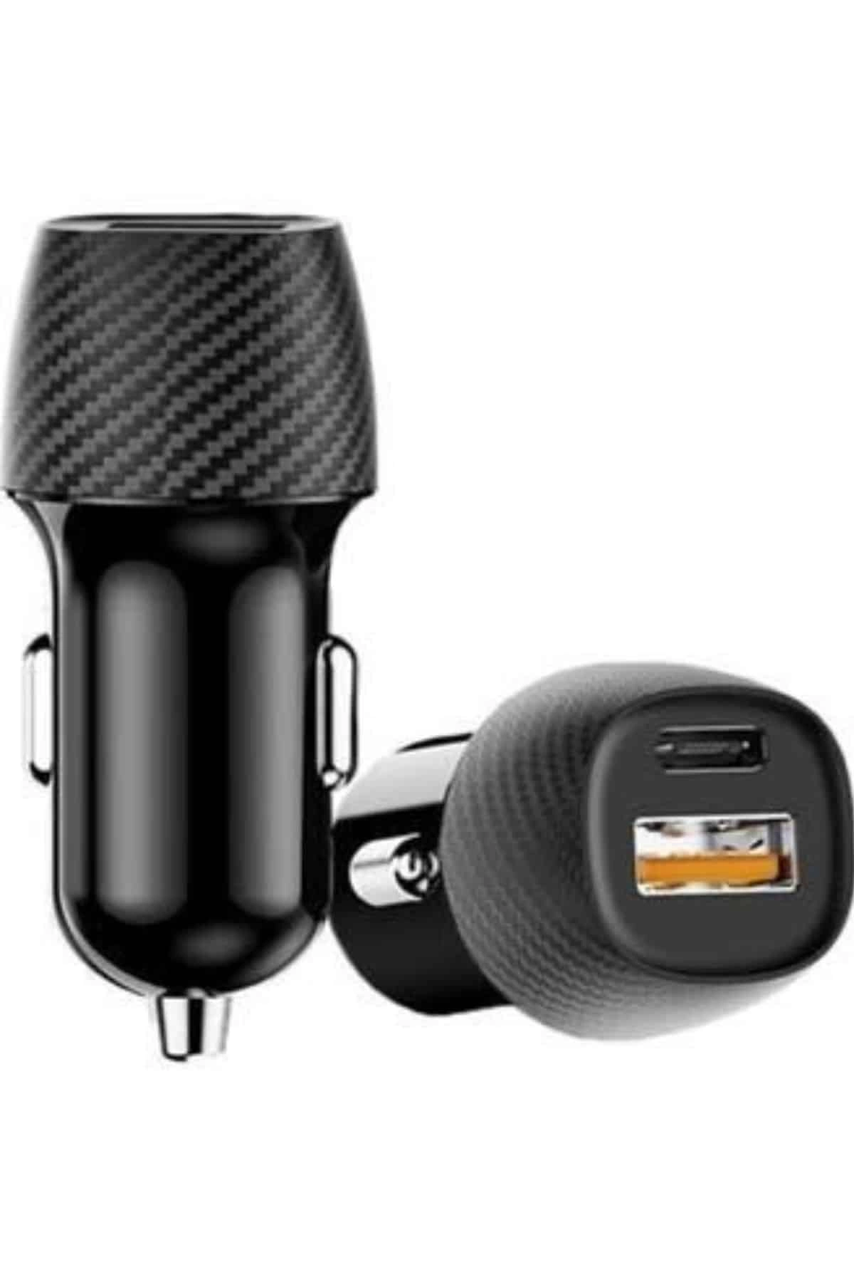 Çift Girişli Hızlı Oto Şarj Cihazı 38W Type-C ve USB