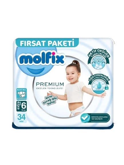 Fırsat Paketi Premium Bebek Bezi 6 Beden 34 Adet