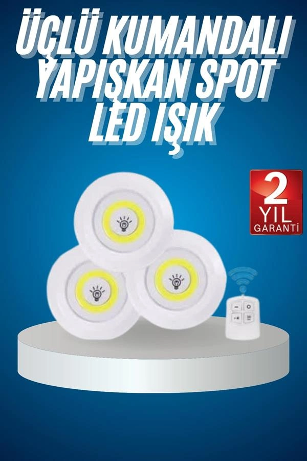 Ergonomik Kablosuz LED Işıldak 3'lü Set Mutfak Banyo