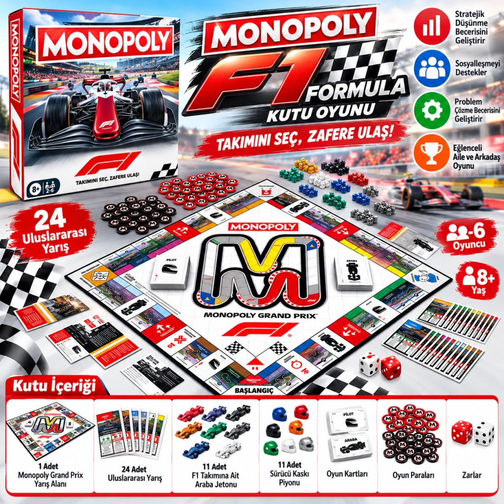Formula 1 Temalı Monopoly Kutu Oyunu