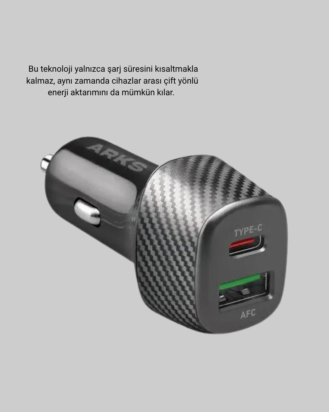 Hızlı Şarj Araç Cihazı Type-C 38W Çift Port