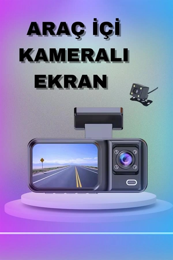 Gece Görüşlü 3 Lensli Araç Kamerası 1080P HD Ekran