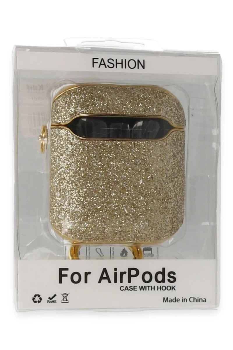 Apple Airpods 2 (2.nesil) Spell Simli Kılıf - Gold
