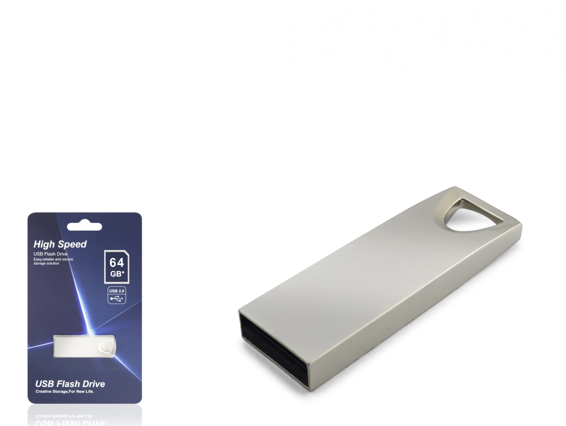 Kompakt Metal Gövde 64 Gb USB 2.0 Flash Bellek