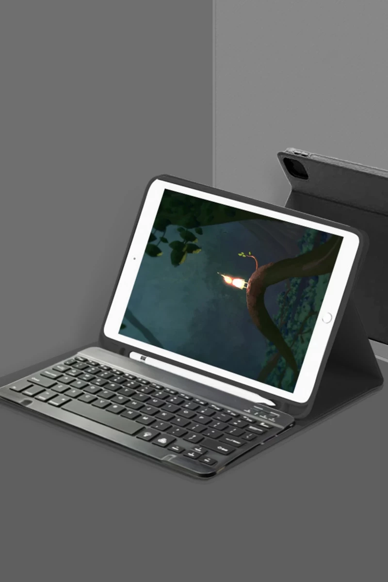 Apple iPad Pro 12.9 (2022) Kılıf KC01 Smart Klavyeli Tablet Kılıfı - Siyah