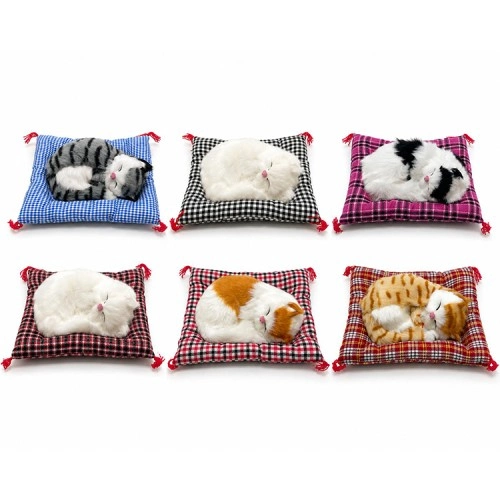 Sevimli Peluş Kedi Yastık 21x20 cm Sesli