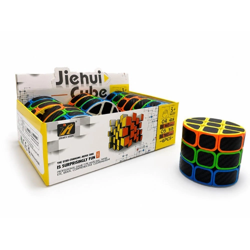 Eğlenceli Silindir Zeka Küpü 6.5 cm Karbon Fiber Görünümlü