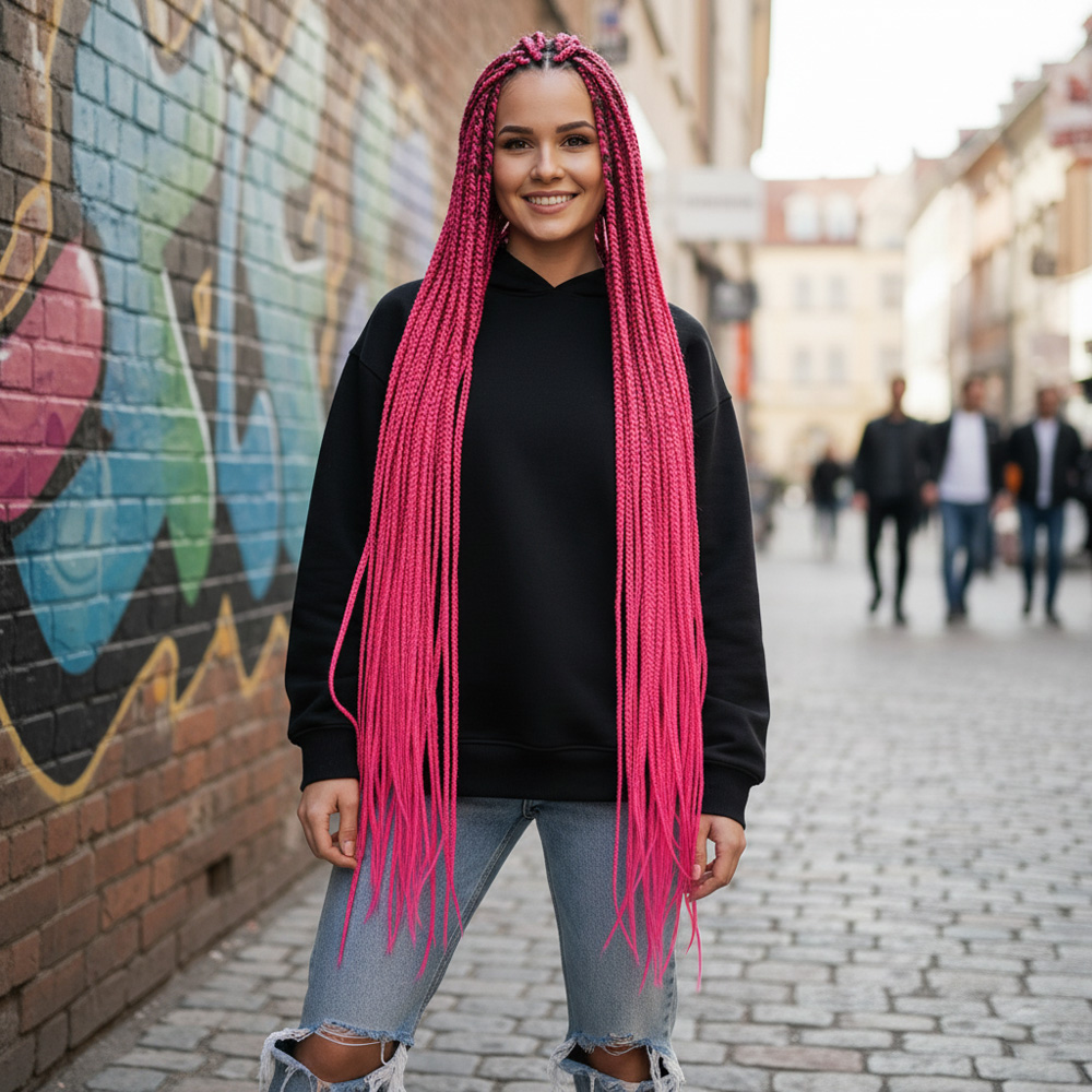 Afrika Örgüsü Ve Rasta İçin Sentetik Saç - Koyu Pembe