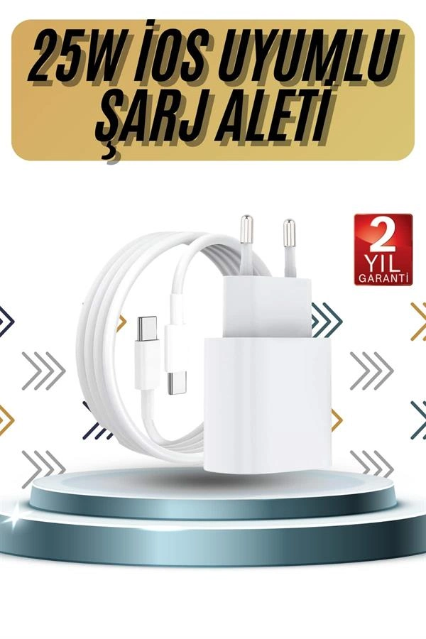 Hızlı Şarj Aleti Adaptörlü 25W Beyaz iOS Uyumlu