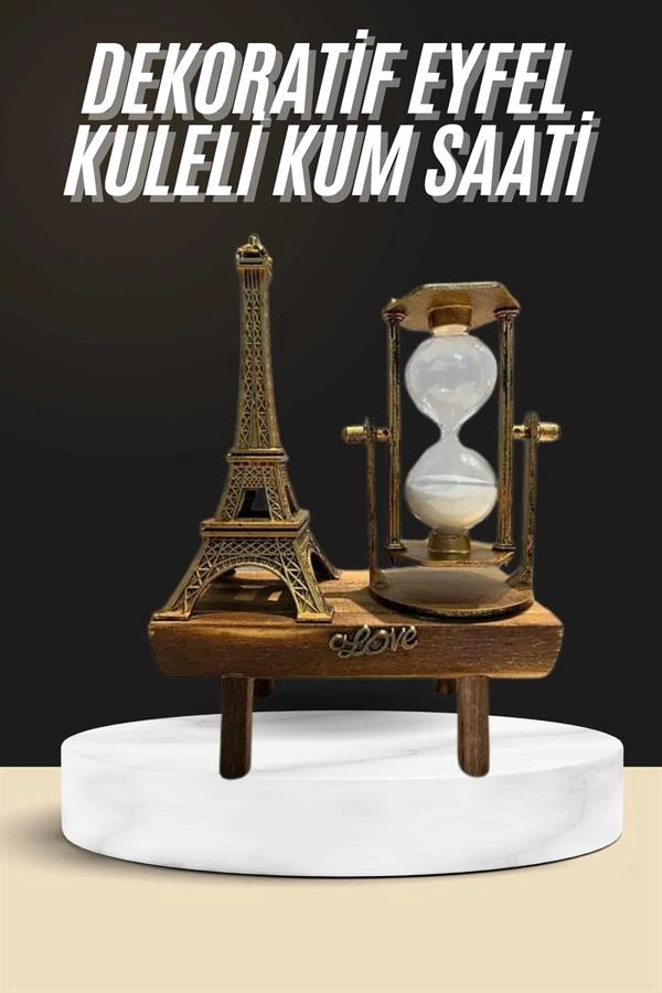 Dekoratif Ahşap Görünümlü Kum Saati 30 cm Retro Tasarım