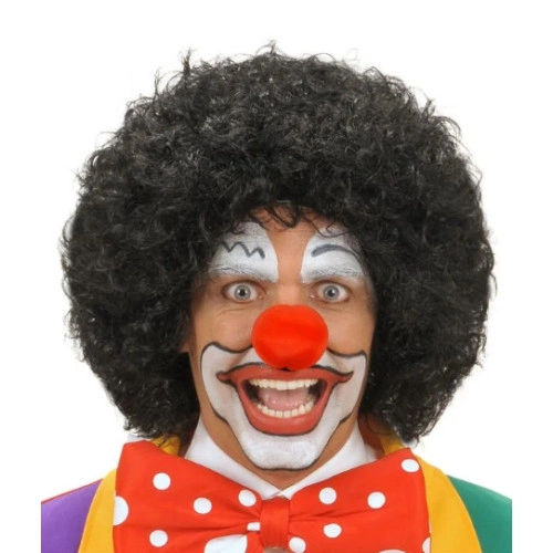 Kıvırcık Afro Peruk ve Kırmızı Sünger Burun Seti