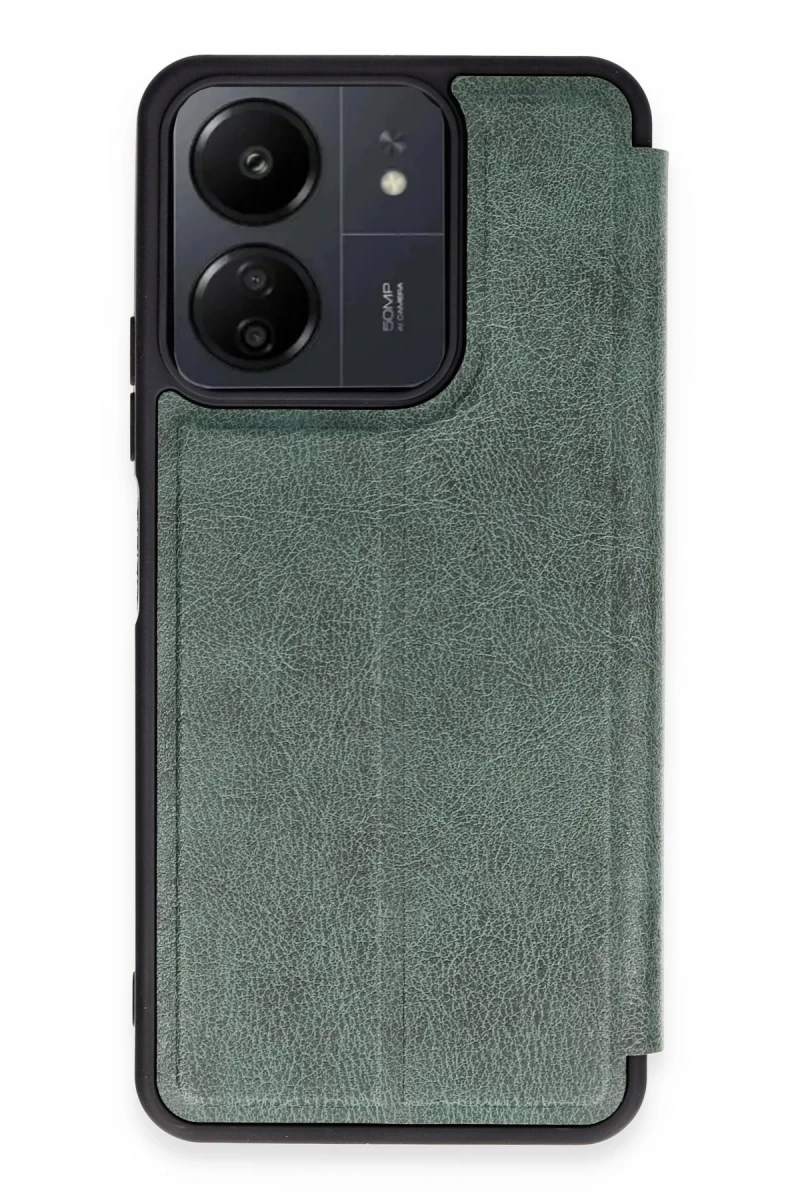 Xiaomi Redmi 13C Uyumlu Kılıf Flip Cover - Koyu Yeşil