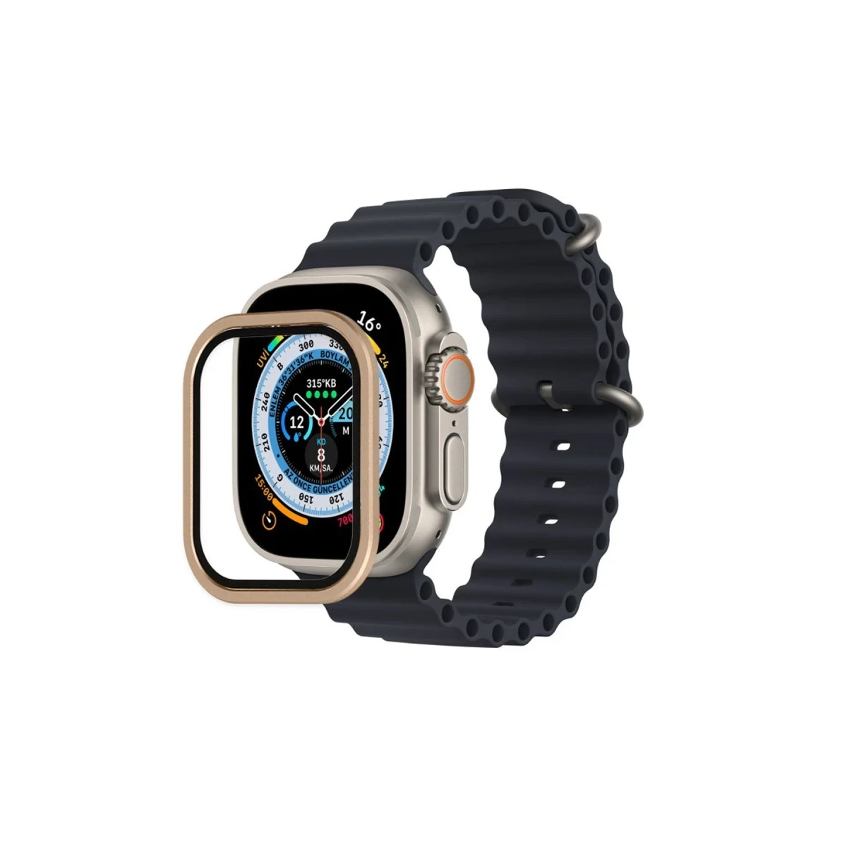Apple Watch Ultra 49mm Alüminyum Kasa Cam Ekran Koruyucu - Yıldız Işığı