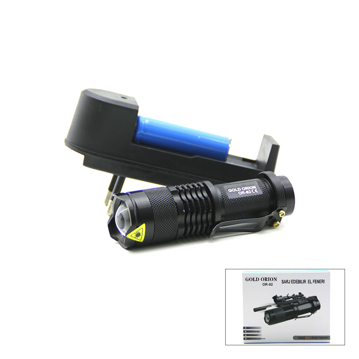 2IN1 Küçük Zoomlu El Feneri Cob Led Metal Kasa 9CM