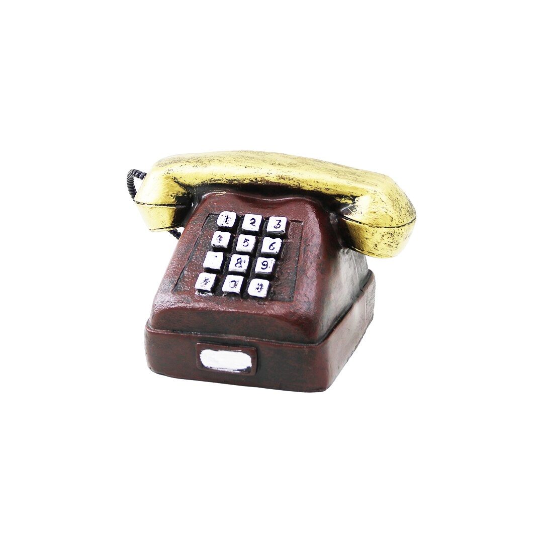 Vintage Dekoratif Biblo 9.5x9.5cm Ankesörlü Telefon