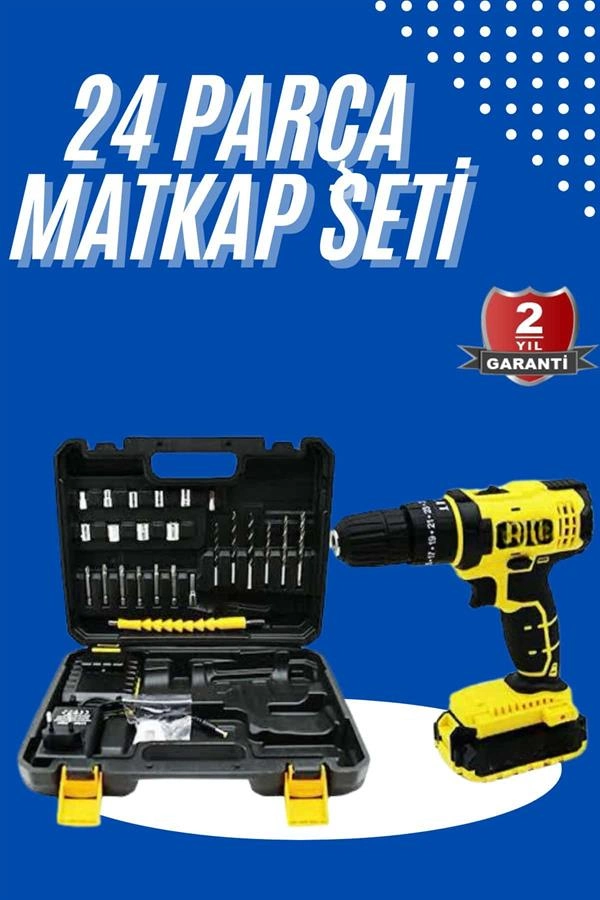 Güçlü Matkap Seti 24 Parça Akülü Bakır Sargı