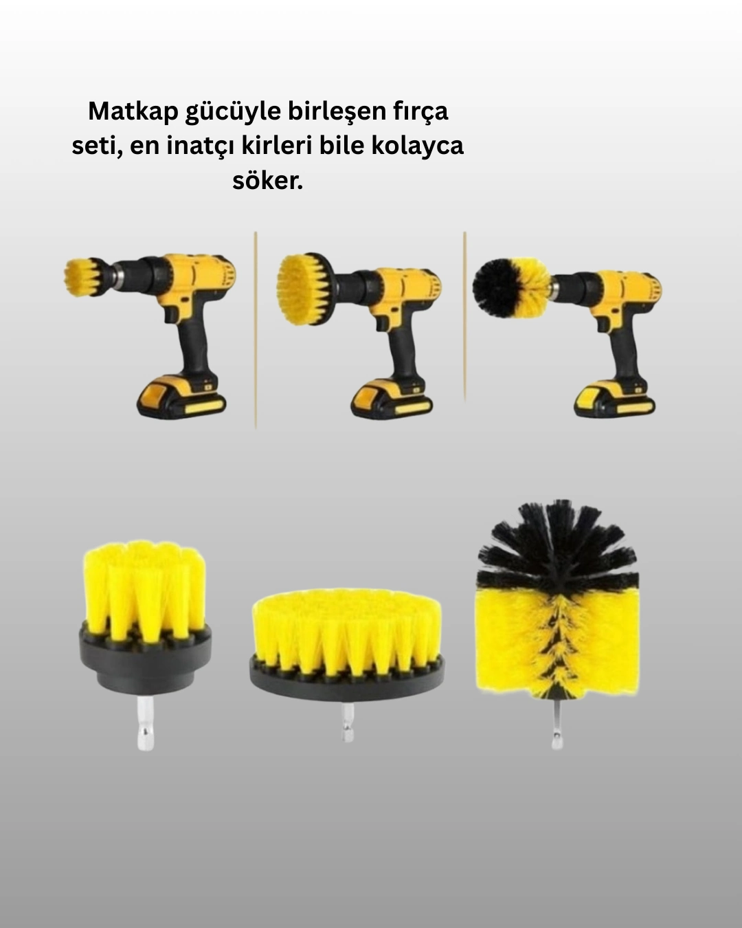 Zamandan Tasarruf Sağlayan Matkap Ucu Fırça Seti 3'lü