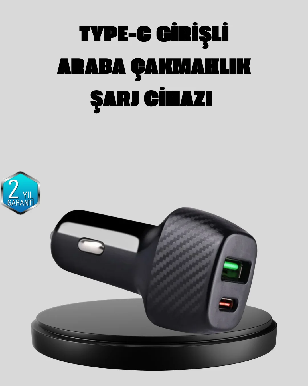 PD Destekli 38W Araç Şarj Başlığı Type-C + USB Çift Çıkış Hızlı Şarj