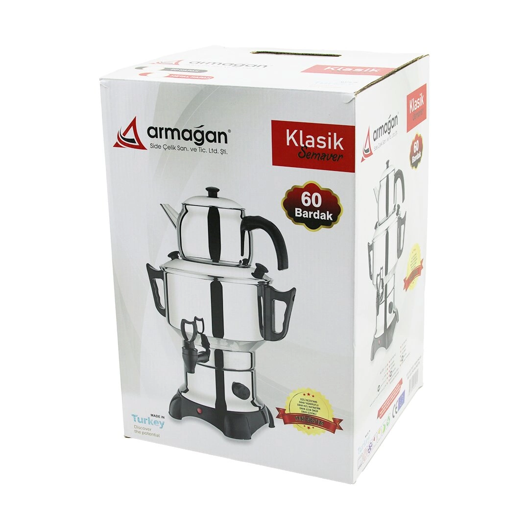 Şık Elektrikli Semaver 6LT 60 Bardak Kapasite ile