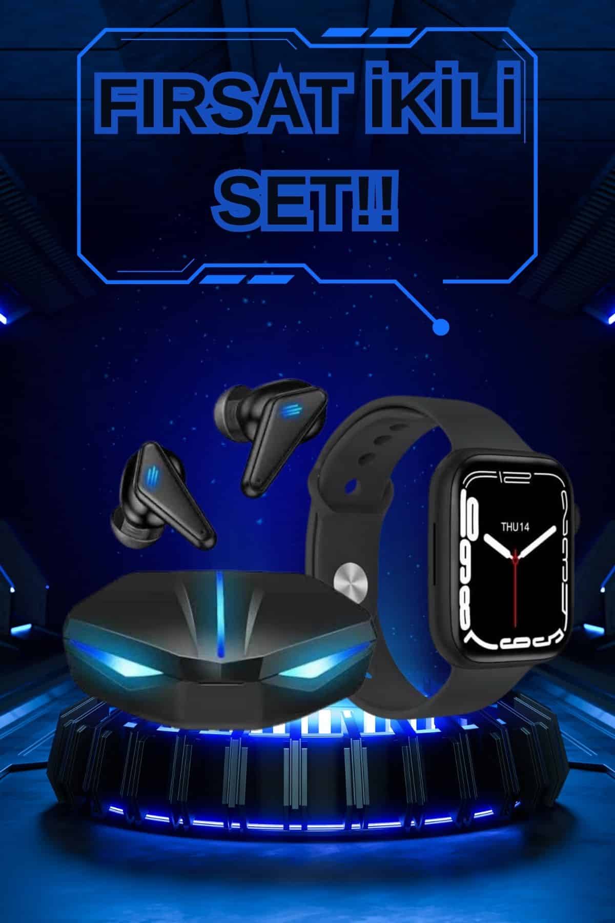 Yeni Nesil Akıllı Saat ve Kablosuz Kulaklık Kampanyası İkili Set Bluetooth Bağlantılı