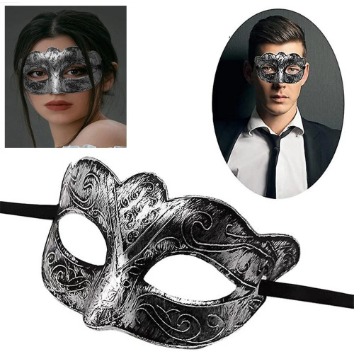 Antik Gri Gümüş Venedik Maskesi 1 Adet Maskeli Balo İçin